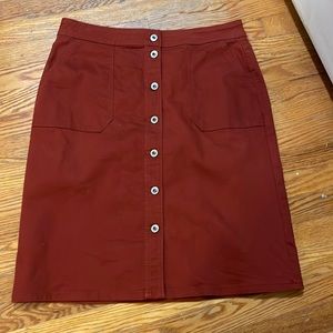 Knee length button front skirt